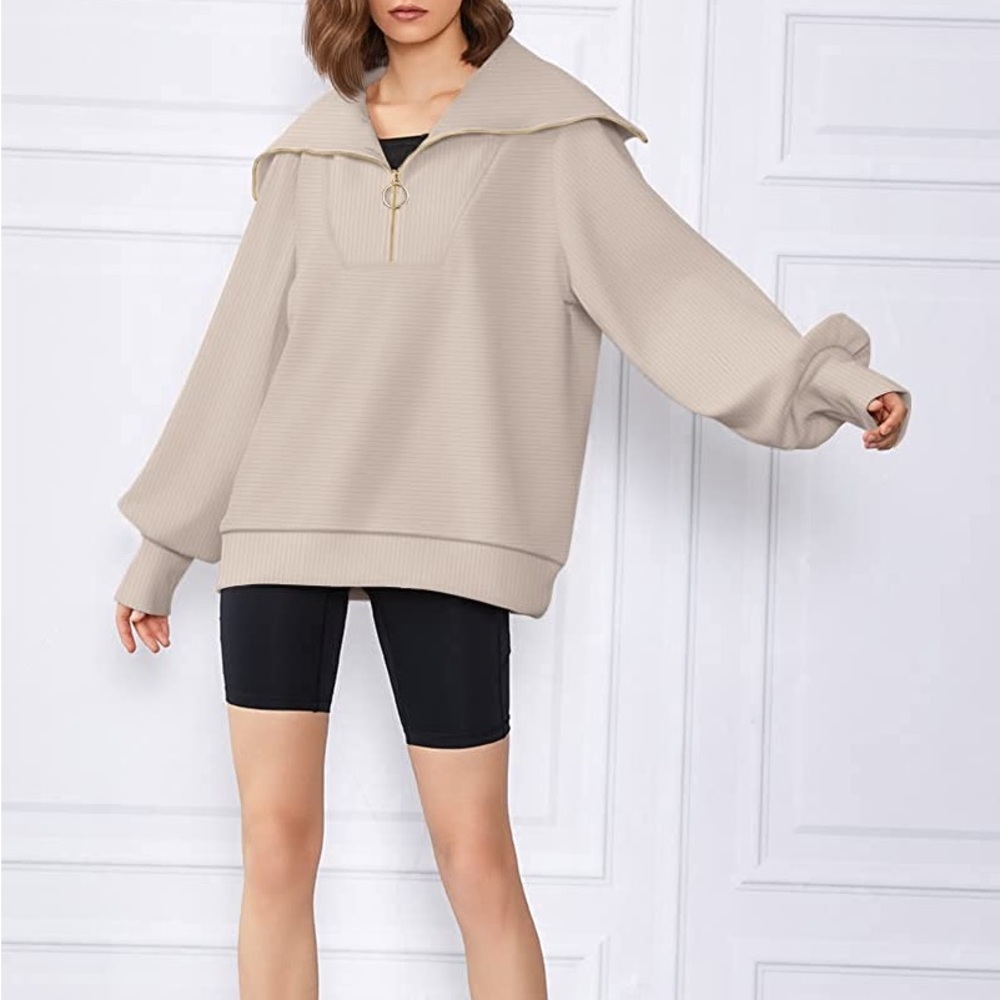 Half Zip Pullover Sweatshirts for Women Oversized Quarter Zipper Pullover Hoodie
